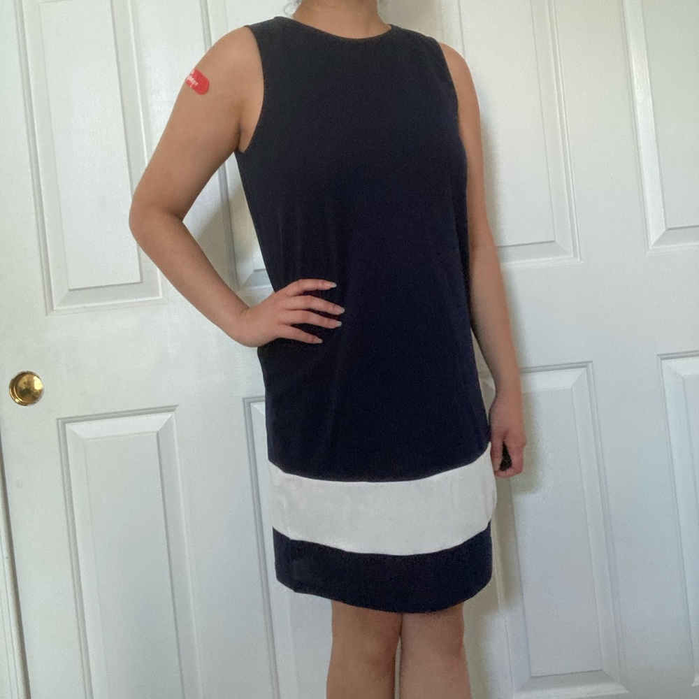 Navy Blue Striped Shift Dress